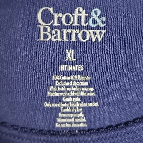 Croft & Barrow Dark Blue Floral Graphic Pajama Lounge Top, NWT, XL - Picture 4 of 5